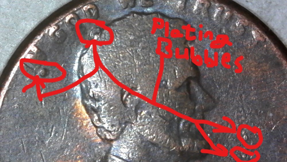1982-P-Lincoln-Cent-Struck-Through-Thick-Grease-Both-Sides!-Weights-2.5-G